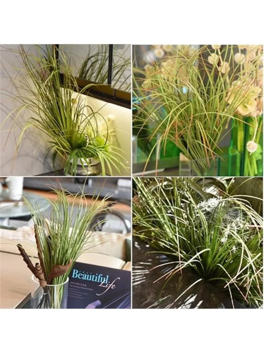 Artificial Tall Grass Greenery Stems Fake Plants Indoor Outdoor Home Decor 8PC